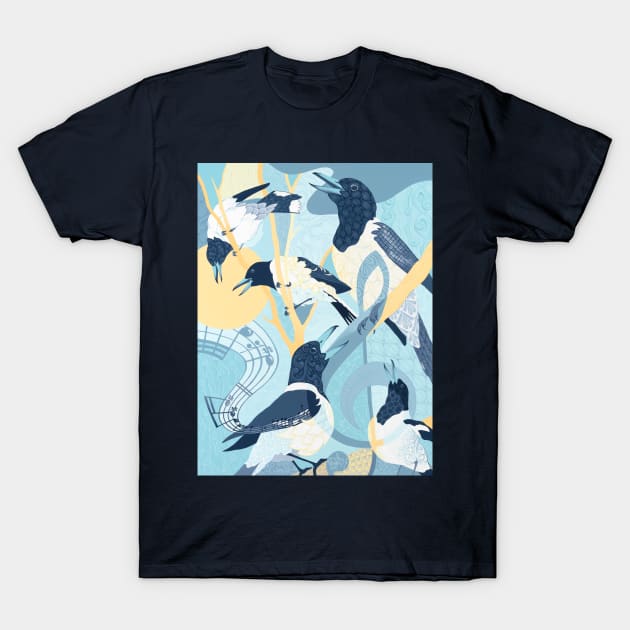 "Sunrise Serenade" (Singing Butcherbirds) T-Shirt by KADuffy